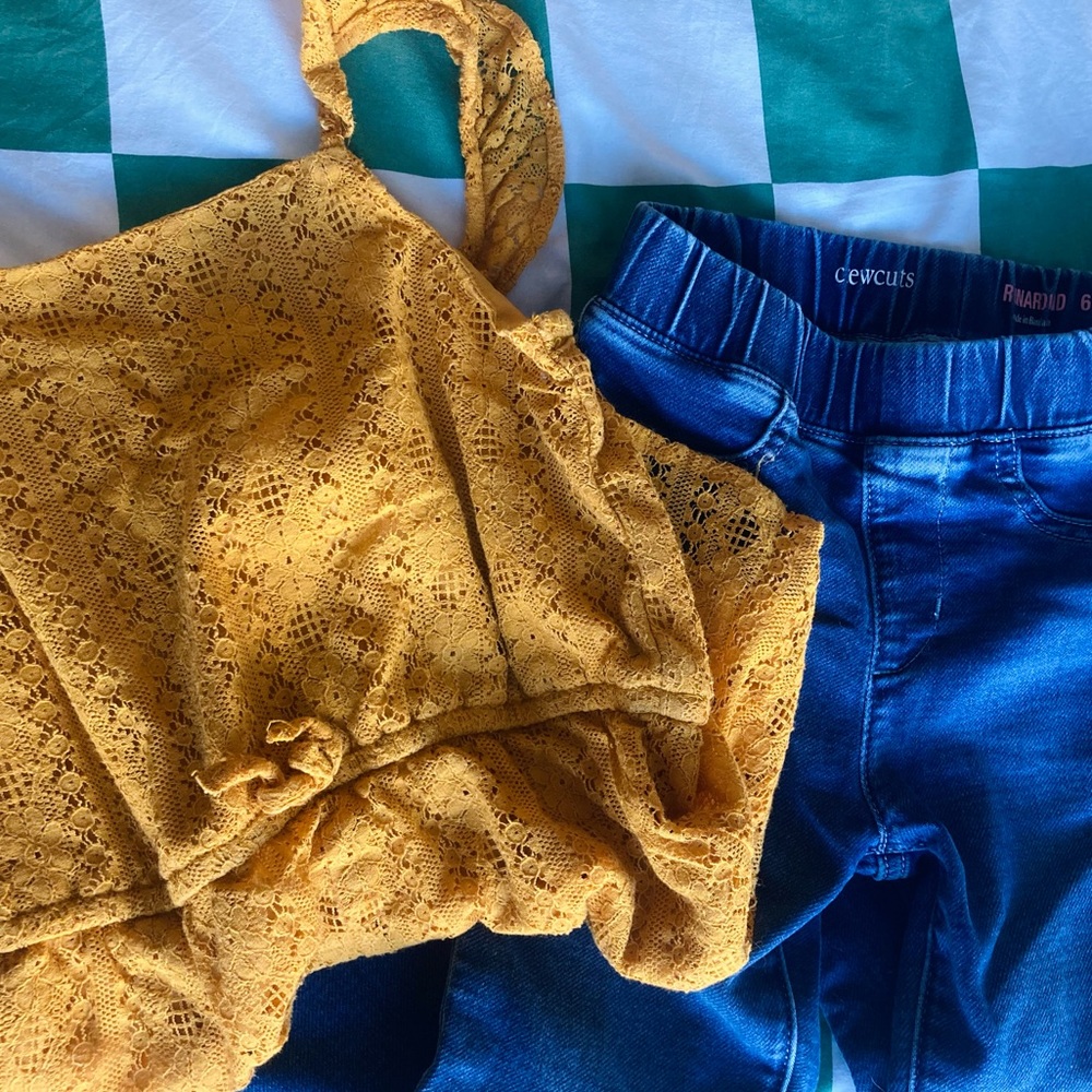 Girls Crewcuts size 6 leggings and Primark romper